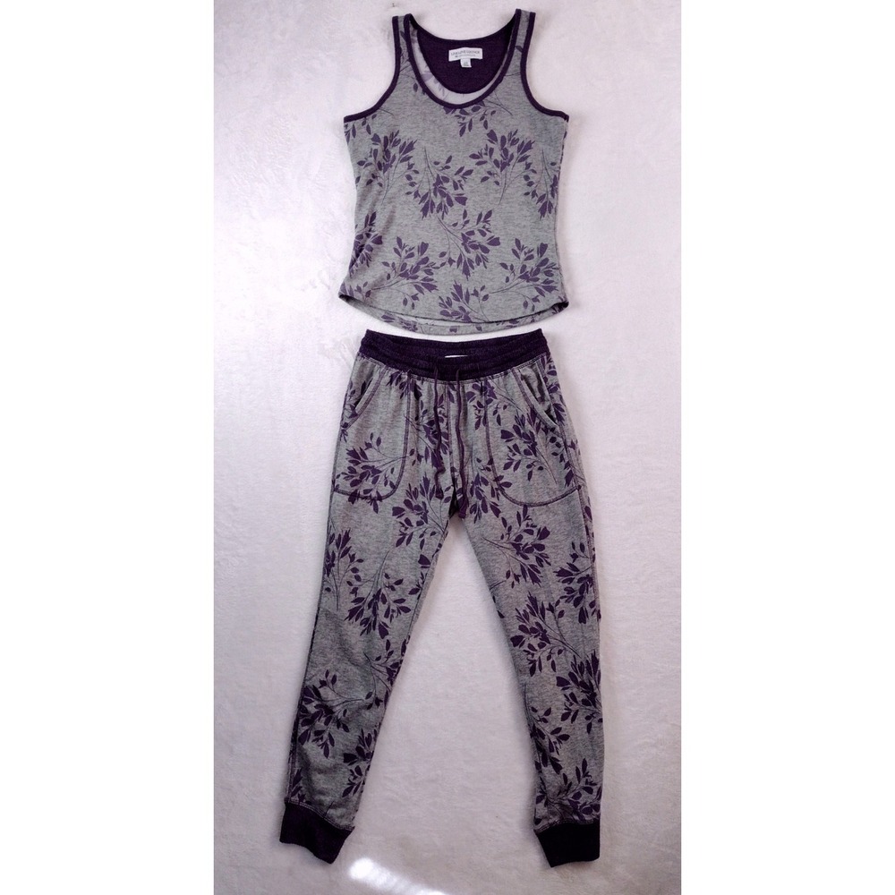 Karen Neuburger Live Love Lounge Pajama Set Womens Small Grey Purple Floral Tank
